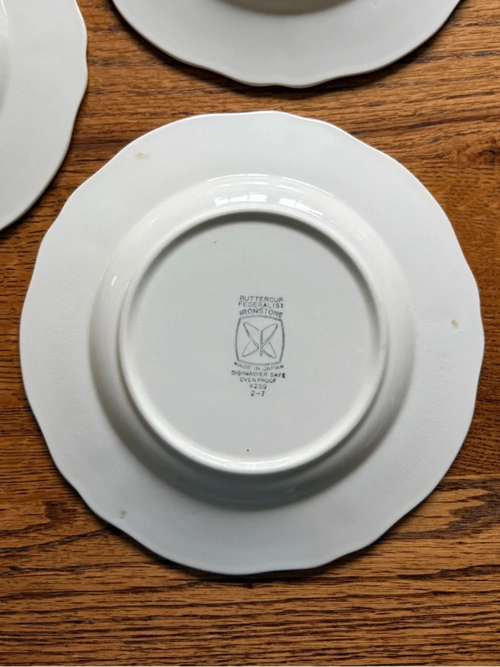 Vintage Buttercup Federalist Ironstone- made in Japan- Set of 3 salad plates